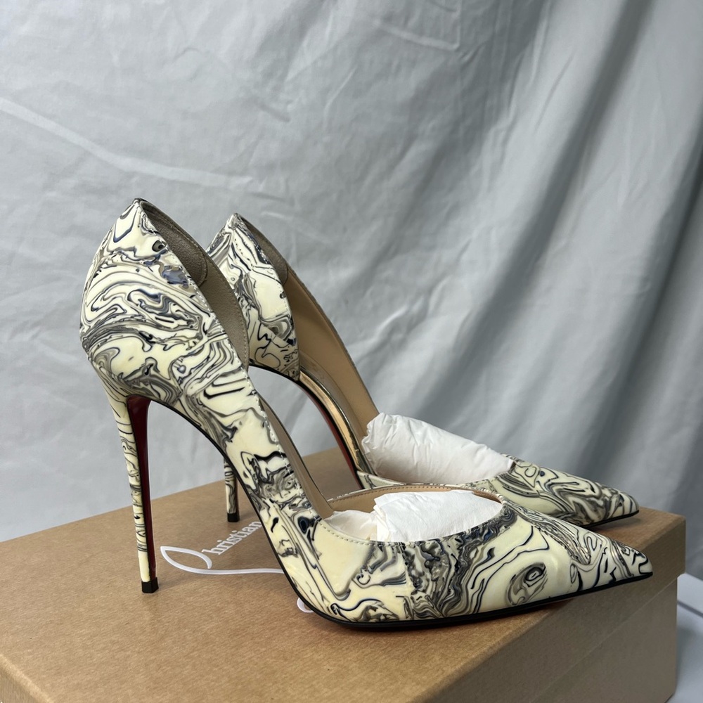 Christian Louboutin Cream and Black Stiletto Heels
